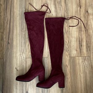 Over the Knee Burgundy Boots